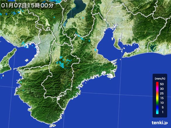三重県の雨雲レーダー(2015年01月07日)