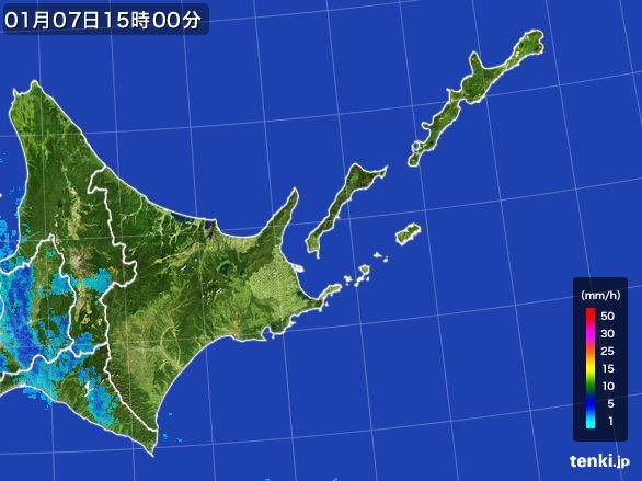 道東の雨雲レーダー(2015年01月07日)