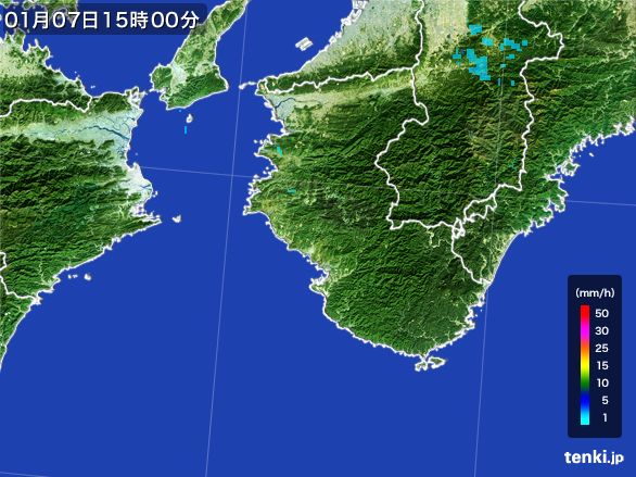 和歌山県の雨雲レーダー(2015年01月07日)