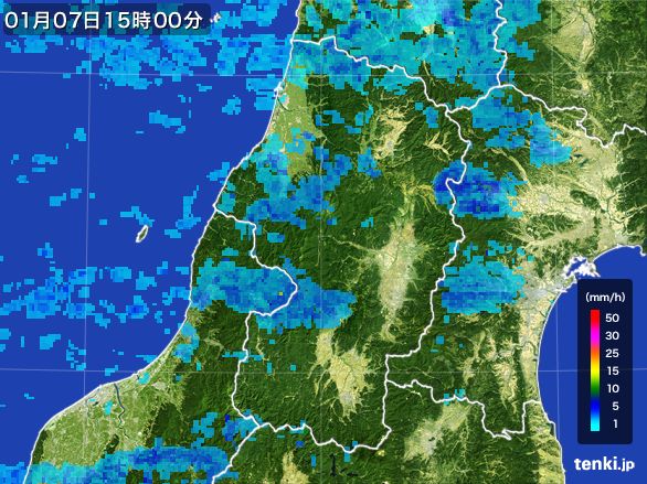 山形県の雨雲レーダー(2015年01月07日)
