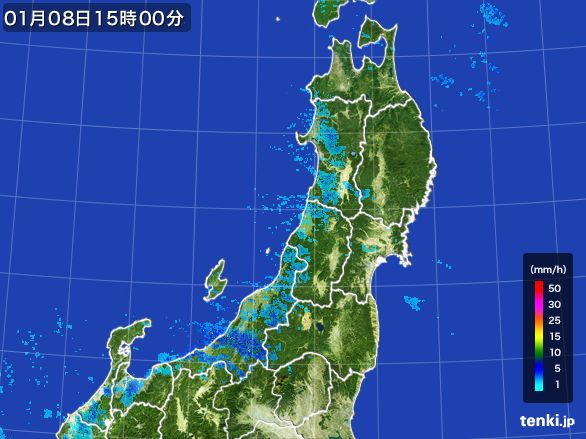 東北地方の雨雲レーダー(2015年01月08日)