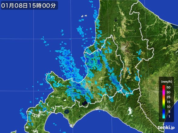 道央の雨雲レーダー(2015年01月08日)