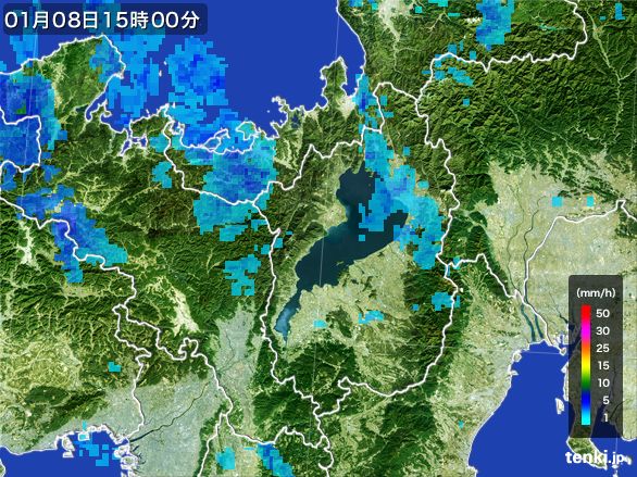 滋賀県の雨雲レーダー(2015年01月08日)