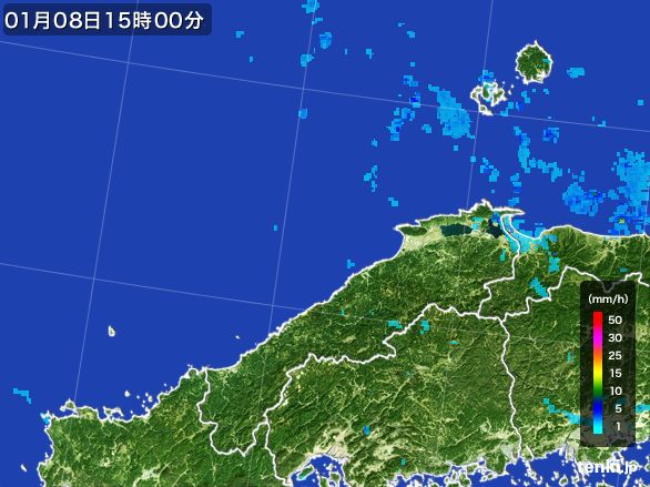 島根県の雨雲レーダー(2015年01月08日)