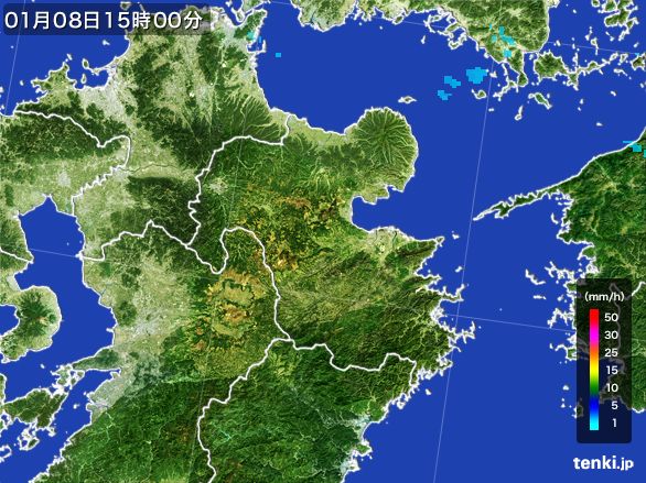 大分県の雨雲レーダー(2015年01月08日)