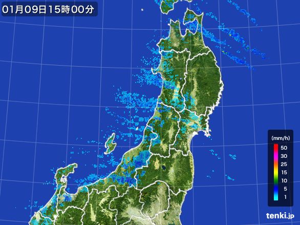 東北地方の雨雲レーダー(2015年01月09日)