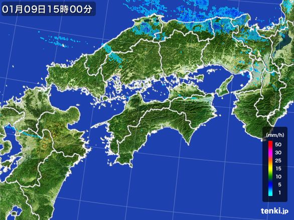 四国地方の雨雲レーダー(2015年01月09日)