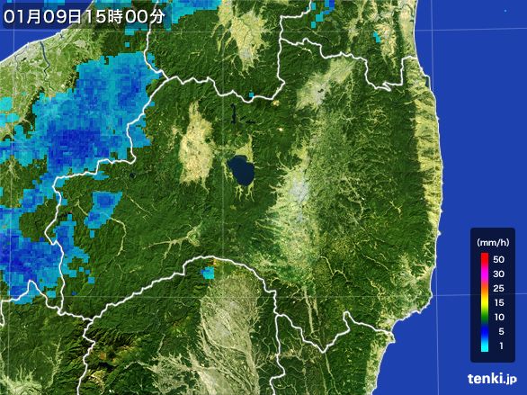 福島県の雨雲レーダー(2015年01月09日)