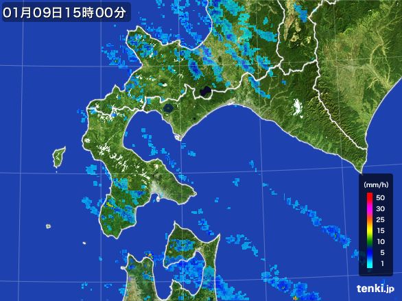 道南の雨雲レーダー(2015年01月09日)