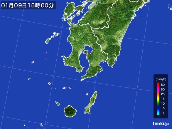 鹿児島県の雨雲レーダー(2015年01月09日)