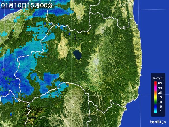 福島県の雨雲レーダー(2015年01月10日)