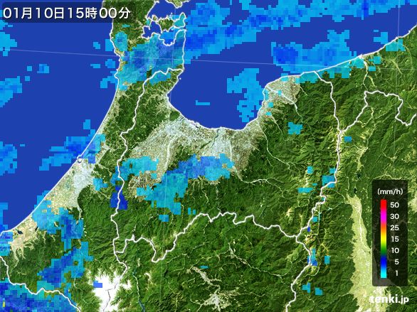 富山県の雨雲レーダー(2015年01月10日)