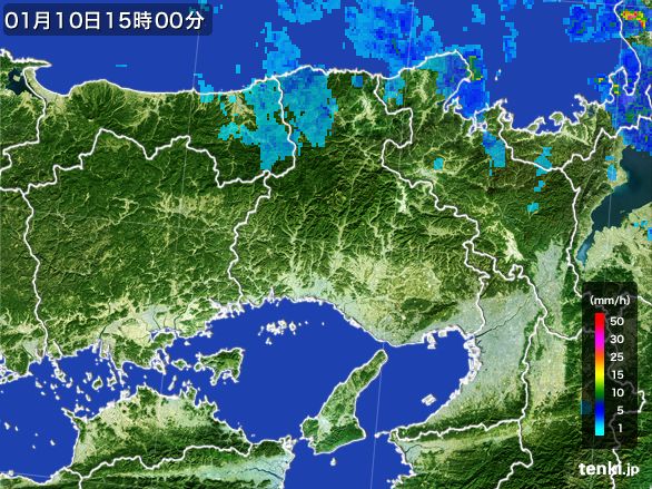 兵庫県の雨雲レーダー(2015年01月10日)