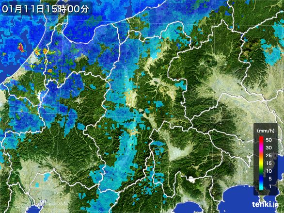 長野県の雨雲レーダー(2015年01月11日)
