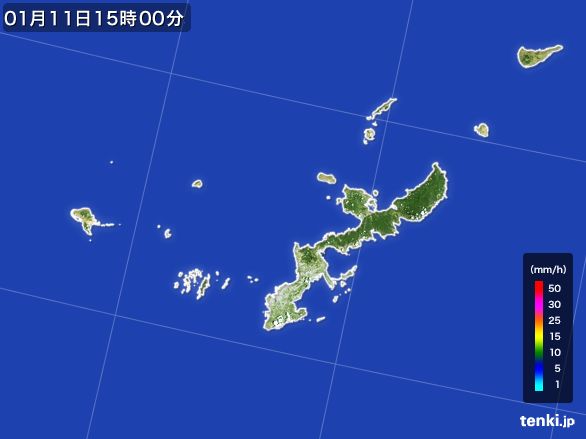 沖縄県の雨雲レーダー(2015年01月11日)
