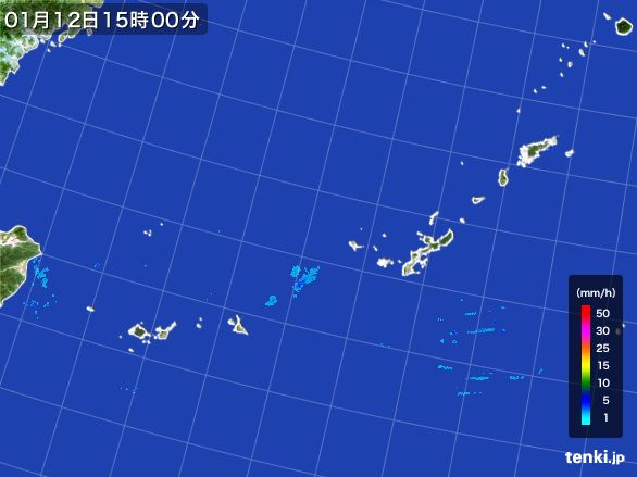 沖縄地方の雨雲レーダー(2015年01月12日)