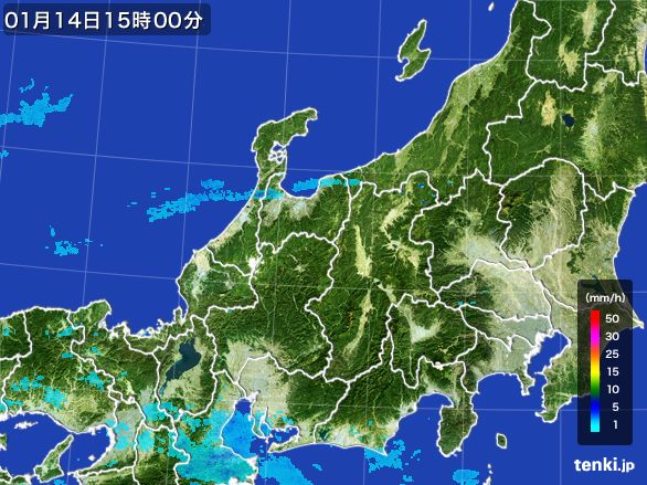 北陸地方の雨雲レーダー(2015年01月14日)