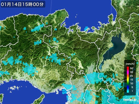 京都府の雨雲レーダー(2015年01月14日)