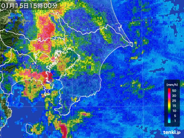 千葉県の雨雲レーダー(2015年01月15日)