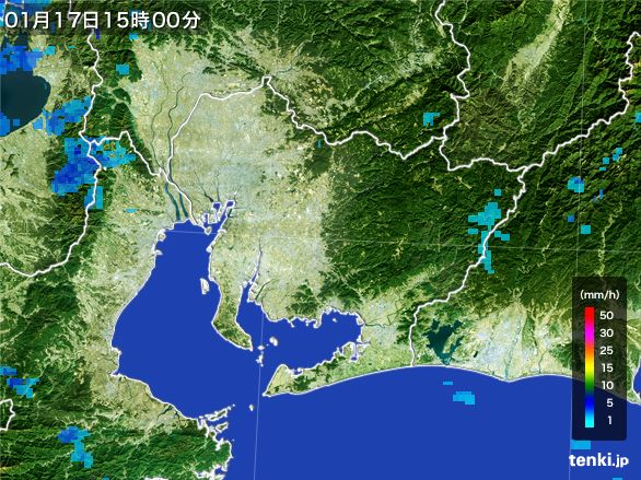 愛知県の雨雲レーダー(2015年01月17日)