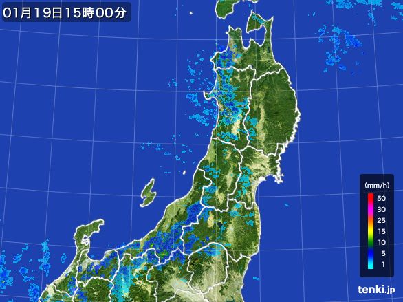 東北地方の雨雲レーダー(2015年01月19日)