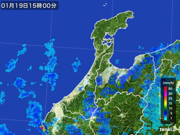 石川県の雨雲レーダー(2015年01月19日)