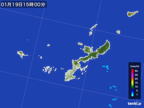 沖縄県の雨雲レーダー(2015年01月19日)