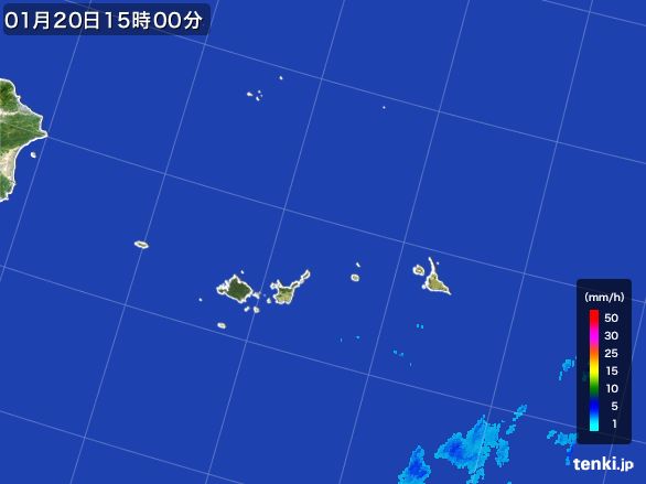 宮古・石垣・与那国(沖縄県)の雨雲レーダー(2015年01月20日)