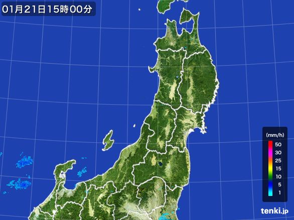 東北地方の雨雲レーダー(2015年01月21日)