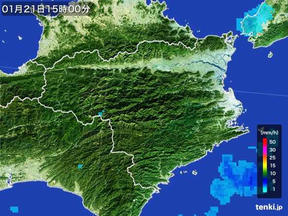 徳島県の雨雲レーダー(2015年01月21日)