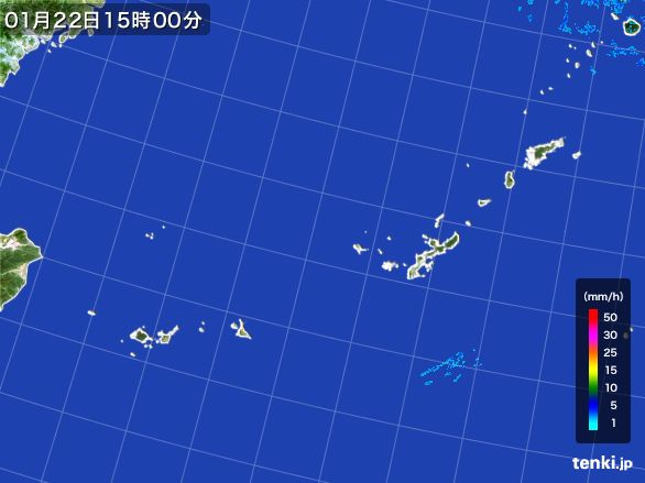 沖縄地方の雨雲レーダー(2015年01月22日)