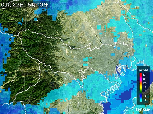 東京都の雨雲レーダー(2015年01月22日)