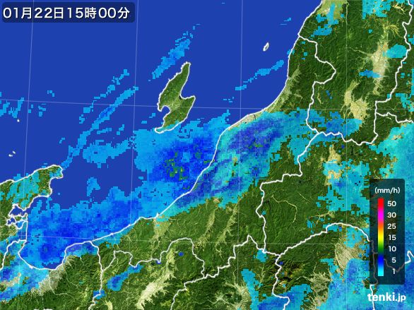 新潟県の雨雲レーダー(2015年01月22日)