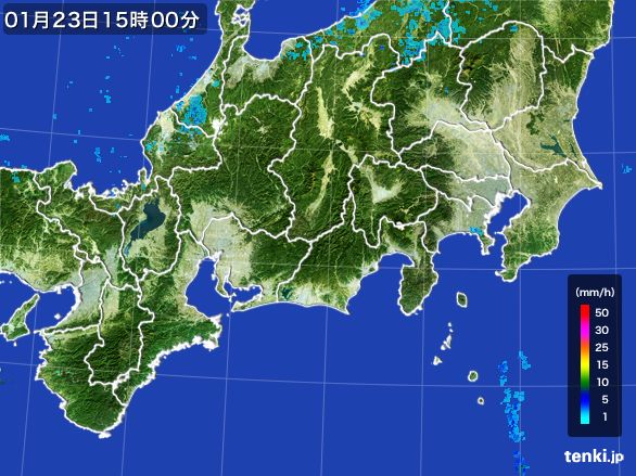 東海地方の雨雲レーダー(2015年01月23日)
