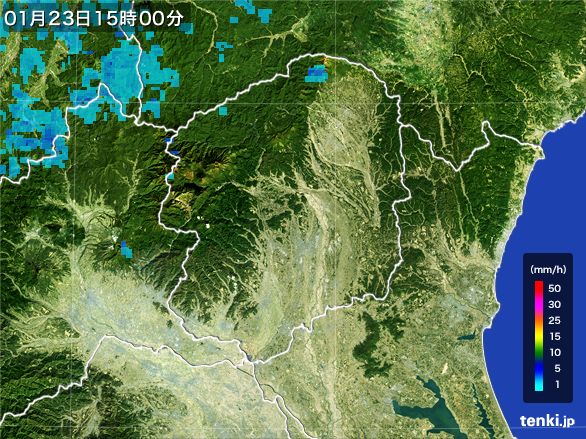 栃木県の雨雲レーダー(2015年01月23日)