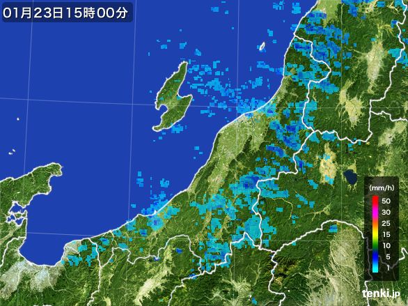 新潟県の雨雲レーダー(2015年01月23日)
