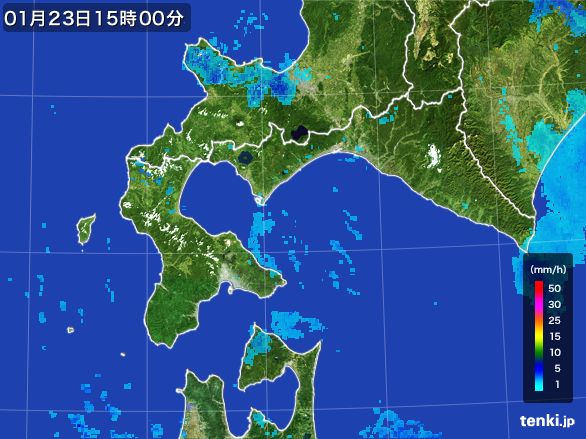 道南の雨雲レーダー(2015年01月23日)