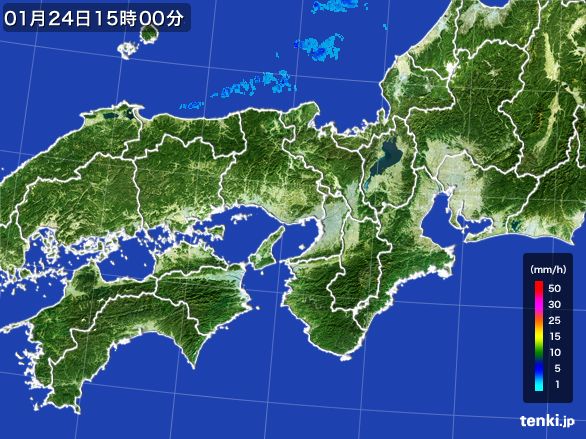 近畿地方の雨雲レーダー(2015年01月24日)