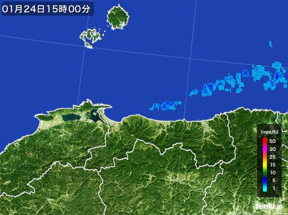 鳥取県の雨雲レーダー(2015年01月24日)