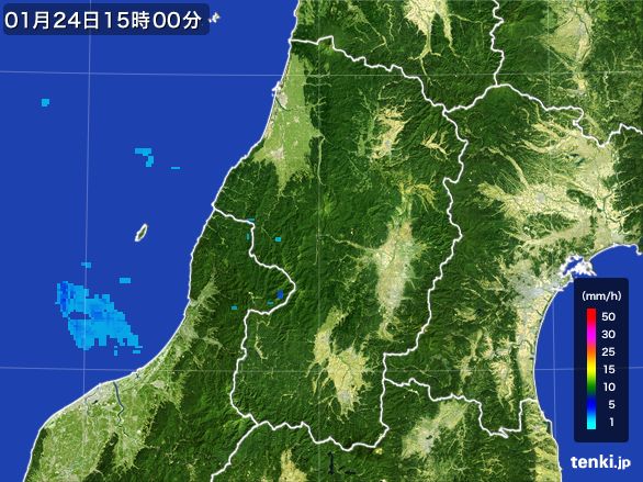 山形県の雨雲レーダー(2015年01月24日)
