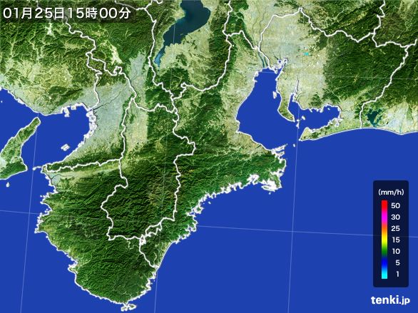 三重県の雨雲レーダー(2015年01月25日)