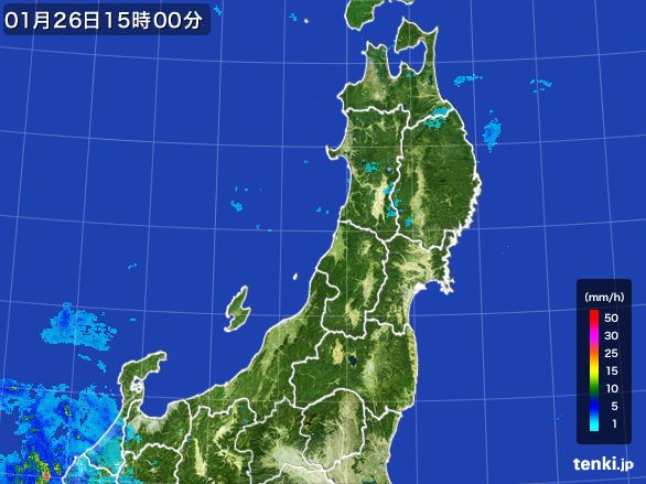 東北地方の雨雲レーダー(2015年01月26日)
