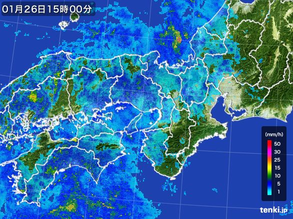 近畿地方の雨雲レーダー(2015年01月26日)