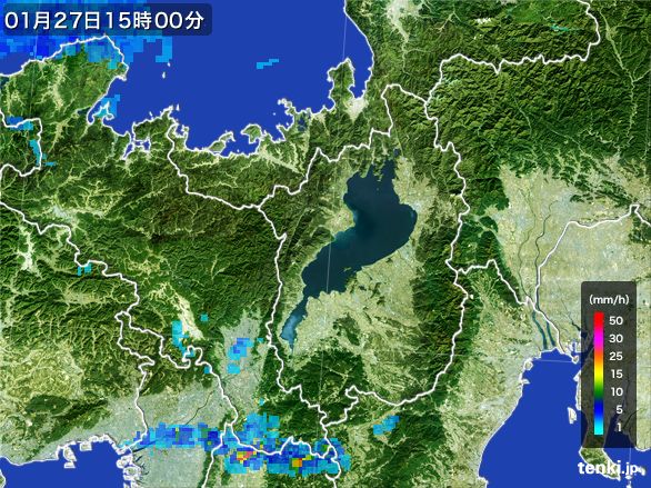 滋賀県の雨雲レーダー(2015年01月27日)