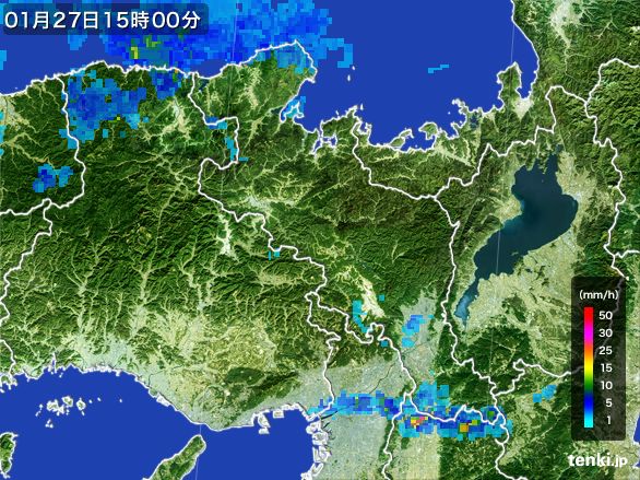京都府の雨雲レーダー(2015年01月27日)