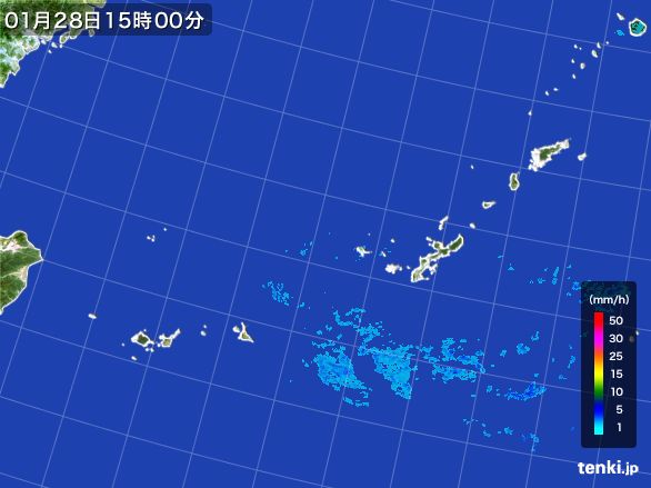 沖縄地方の雨雲レーダー(2015年01月28日)