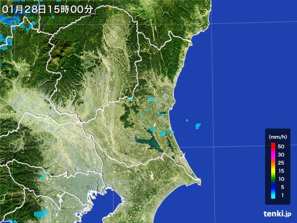 茨城県の雨雲レーダー(2015年01月28日)
