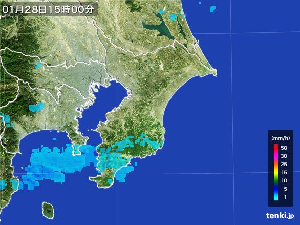 千葉県の雨雲レーダー(2015年01月28日)