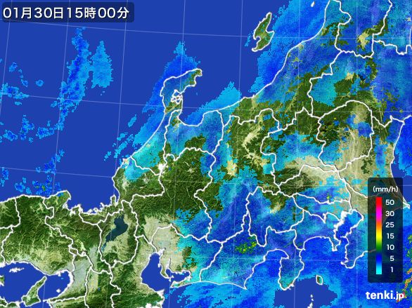 北陸地方の雨雲レーダー(2015年01月30日)