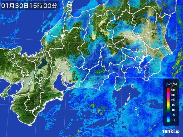 東海地方の雨雲レーダー(2015年01月30日)